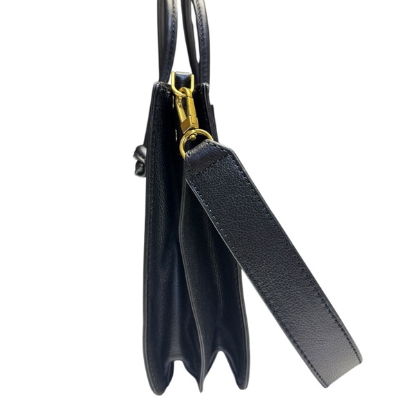 Fossil Elegant Black Leather Handbag gold hardware - Picture 4 of 12